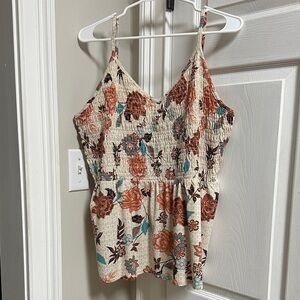 Maurices Floral Camisole - Cream and Brown